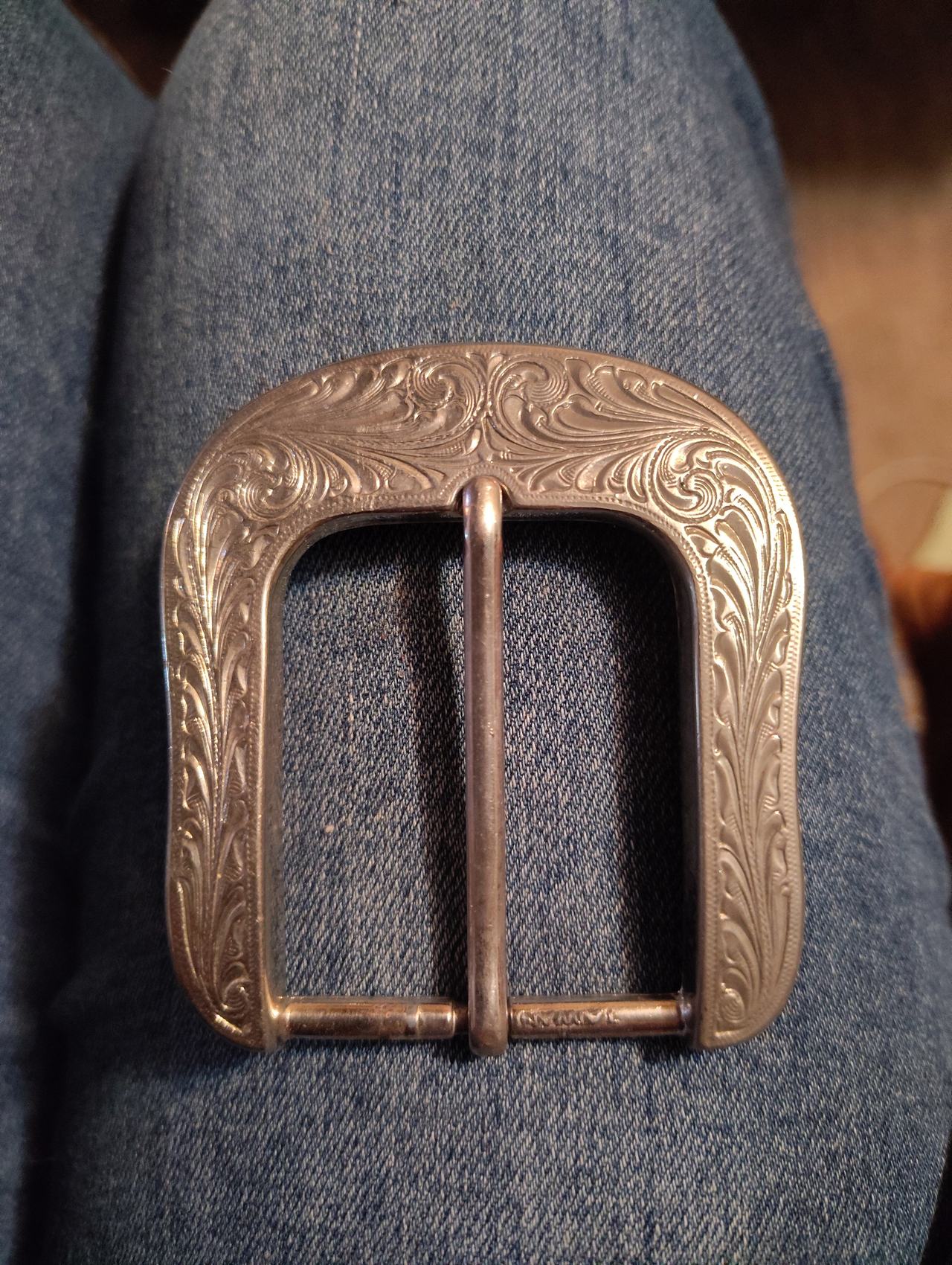 Western Engraved Silver Belt Buckle