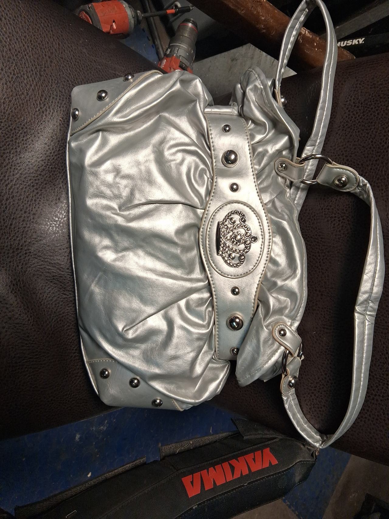 Juicy Couture Metallic Silver Crown Bag