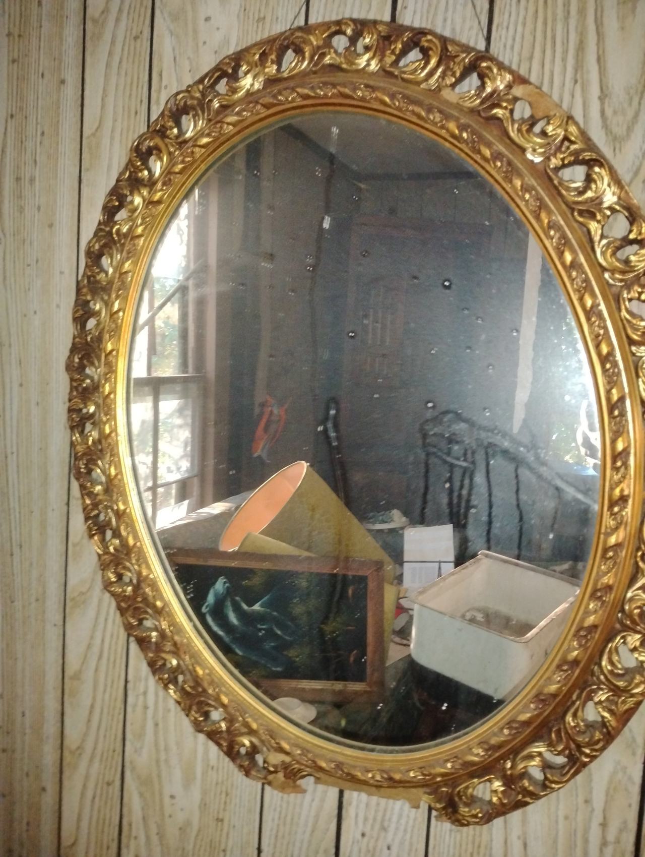 Vintage Ornate Gold Gilt Oval Mirror