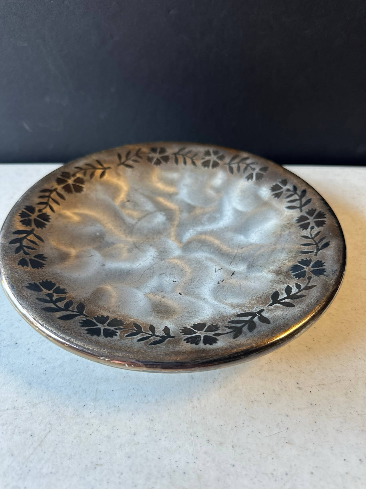 Pearl Silver Non-Tarnishing Silverplated Holloware Japan Round Tray Bowl 8.5"