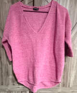 Express Pink Ribbed V-Neck Sweater Medium - Image 1