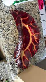 Vintage Italian Red and Gold Glass Leaf Bowl - Image 5
