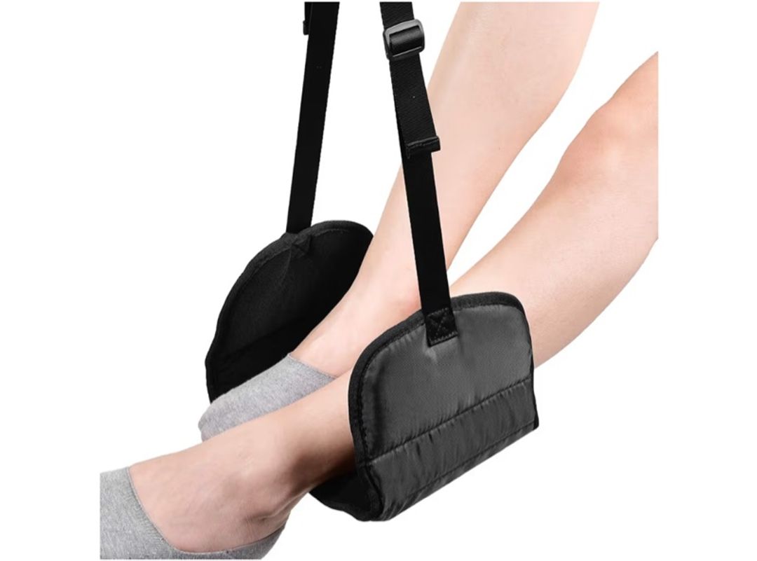Airplane Footrest 2-Pack Premium Airplane Travel Foot Hammock For Travel Black