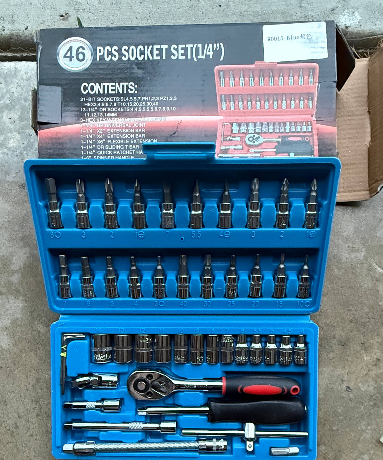 46-Piece 1/4-Inch Drive Socket Set with Ratchet and Bits