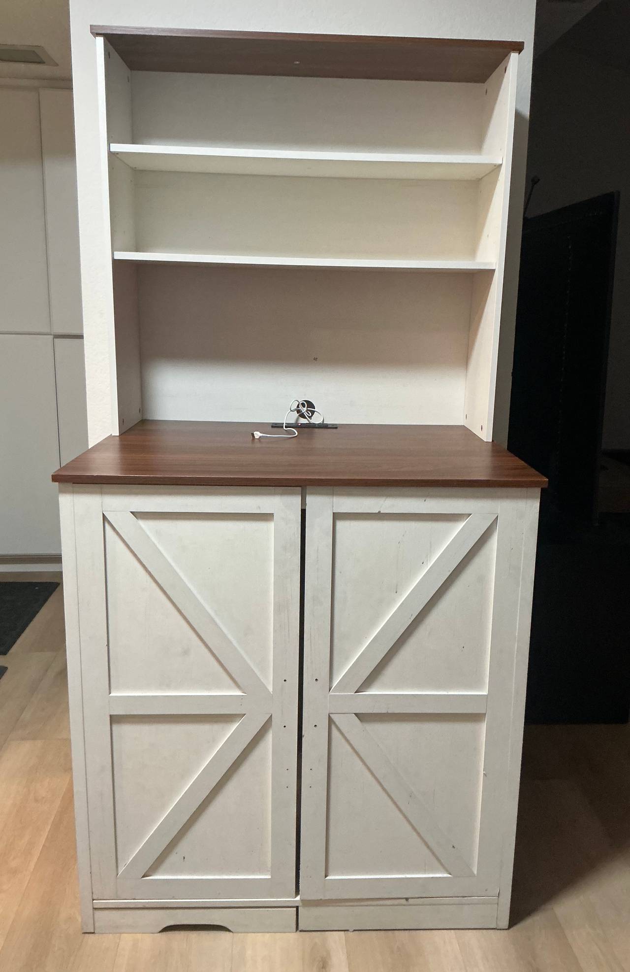 Farmhouse Kitchen Pantry with Hutch and Barn Doors