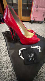 PeepToe Red Patent Leather Heels - Image 4