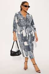 Fashion Nova Denim Patchwork Shirt Dress - Image 2
