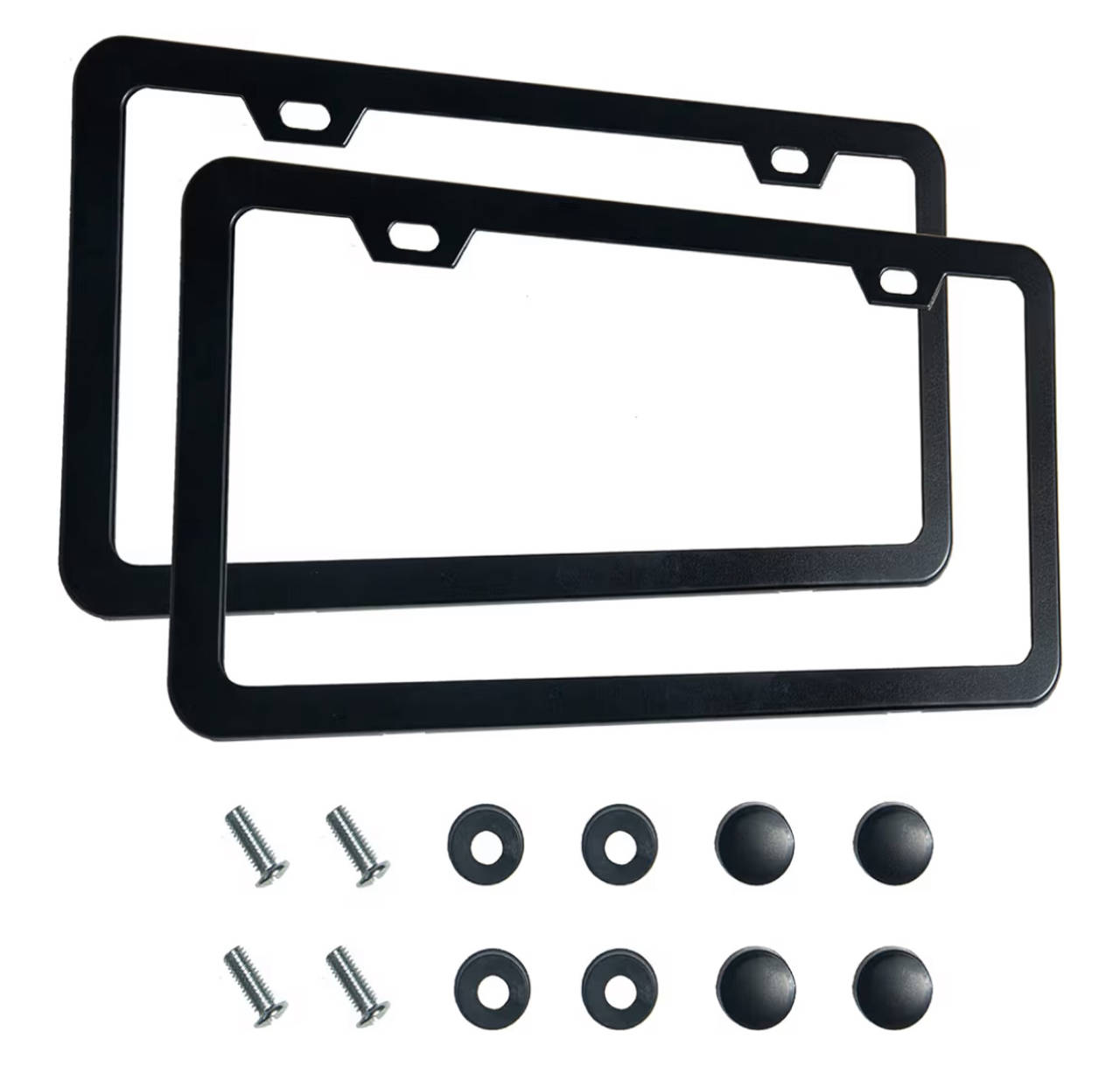2PCS Premium Matte Black License Plate Frames, Solid Rust-Proof Aluminum Holder