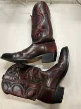 Vintage Men’s Western Cowboy Boots Brown Burgundy Leather Made in USA Size 10D - Image 7
