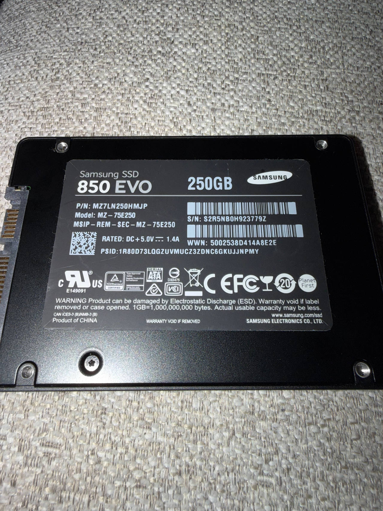 Samsung 850 EVO 250GB 2.5-Inch SATA III Internal SSD UNTESTED