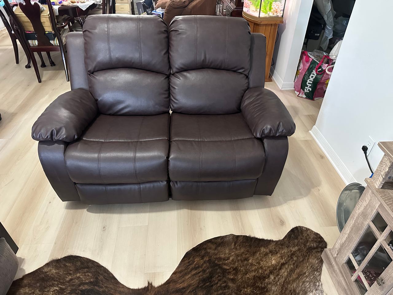 Faux Leather Reclining Loveseat