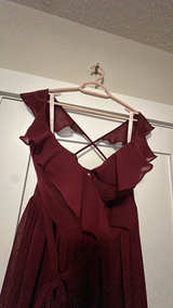 Burgundy Chiffon Bridesmaid Dress - Image 2
