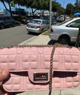 Pink Quilted Patent Shoulder Bag - Image 1