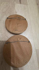 Vintage Floral Needlepoint Round Wooden Framed Wall Art Set of 2 - Image 5