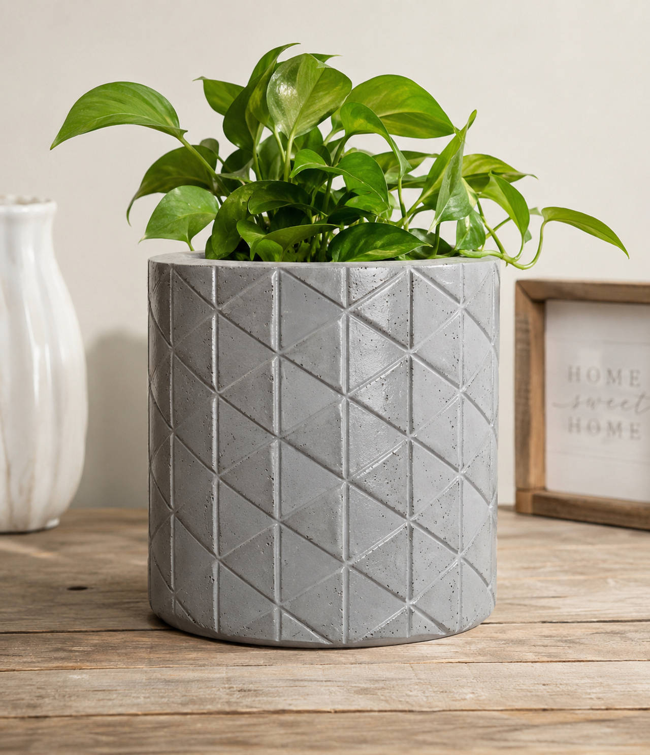 Geometric Triangle Cement Planter Pot