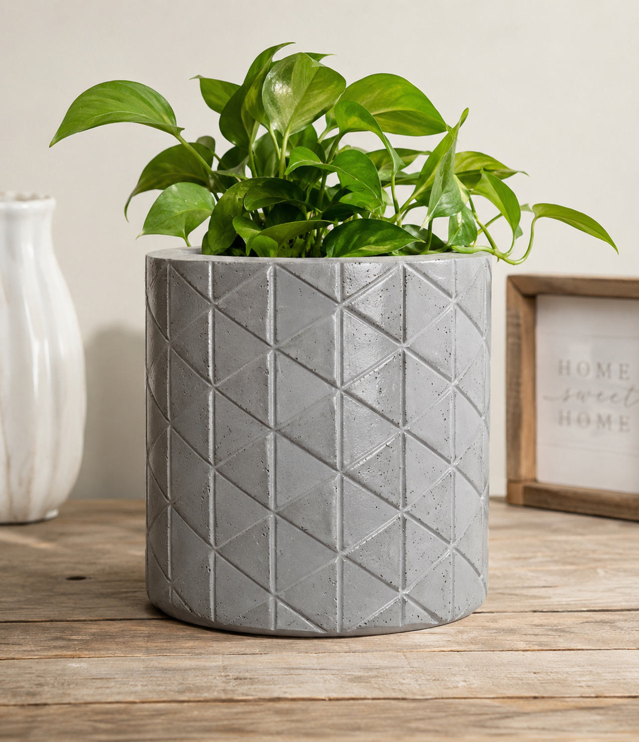 Geometric Triangle Cement Planter Pot
