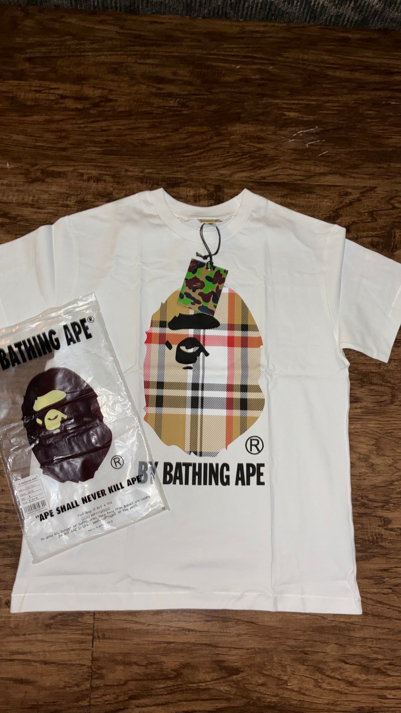 A Bathing Ape Checkered Ape Head Tee White