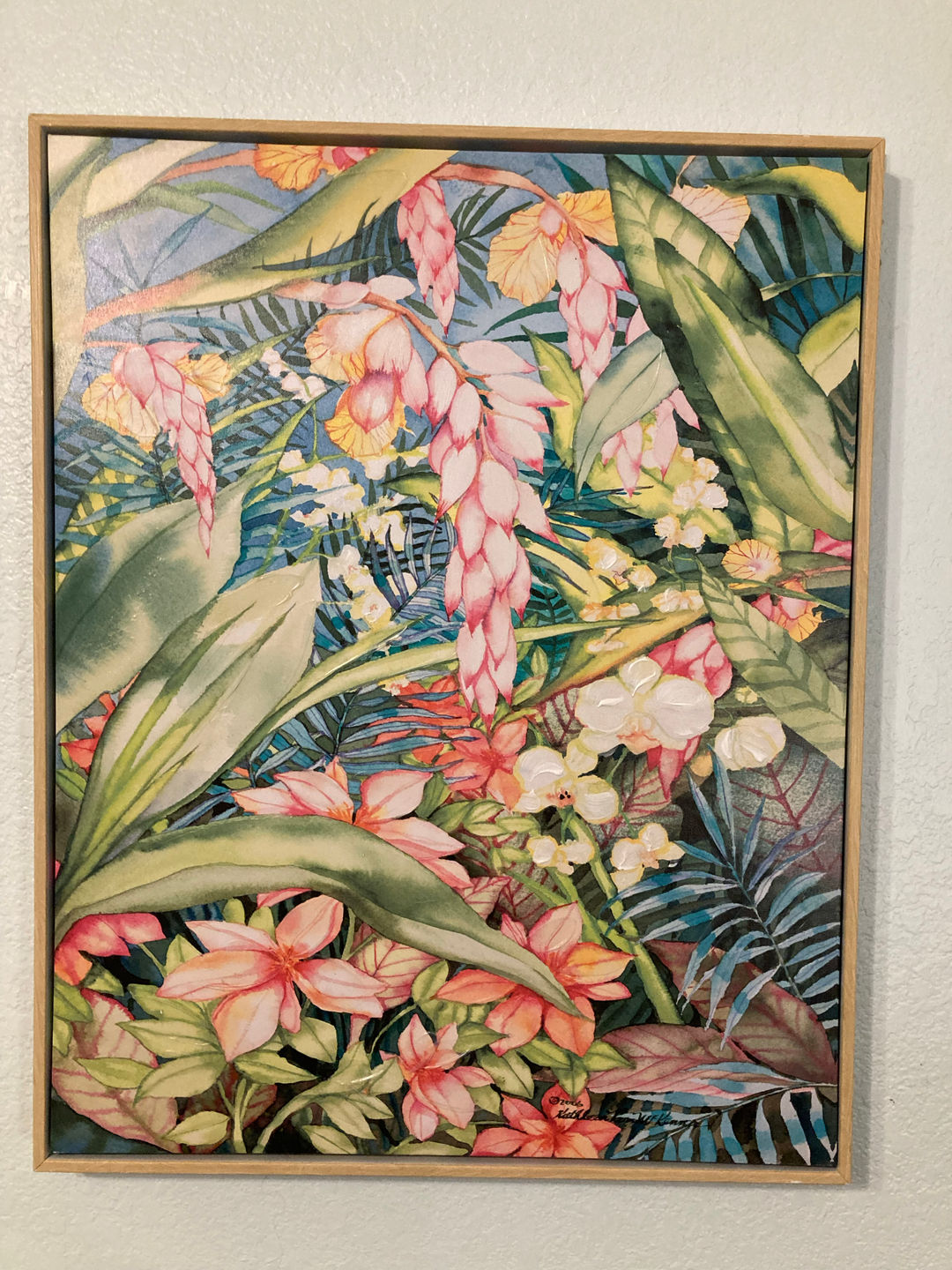 Tropical Floral Wall Art Print Kathleen Parr McKenna Signed 2003 Framed