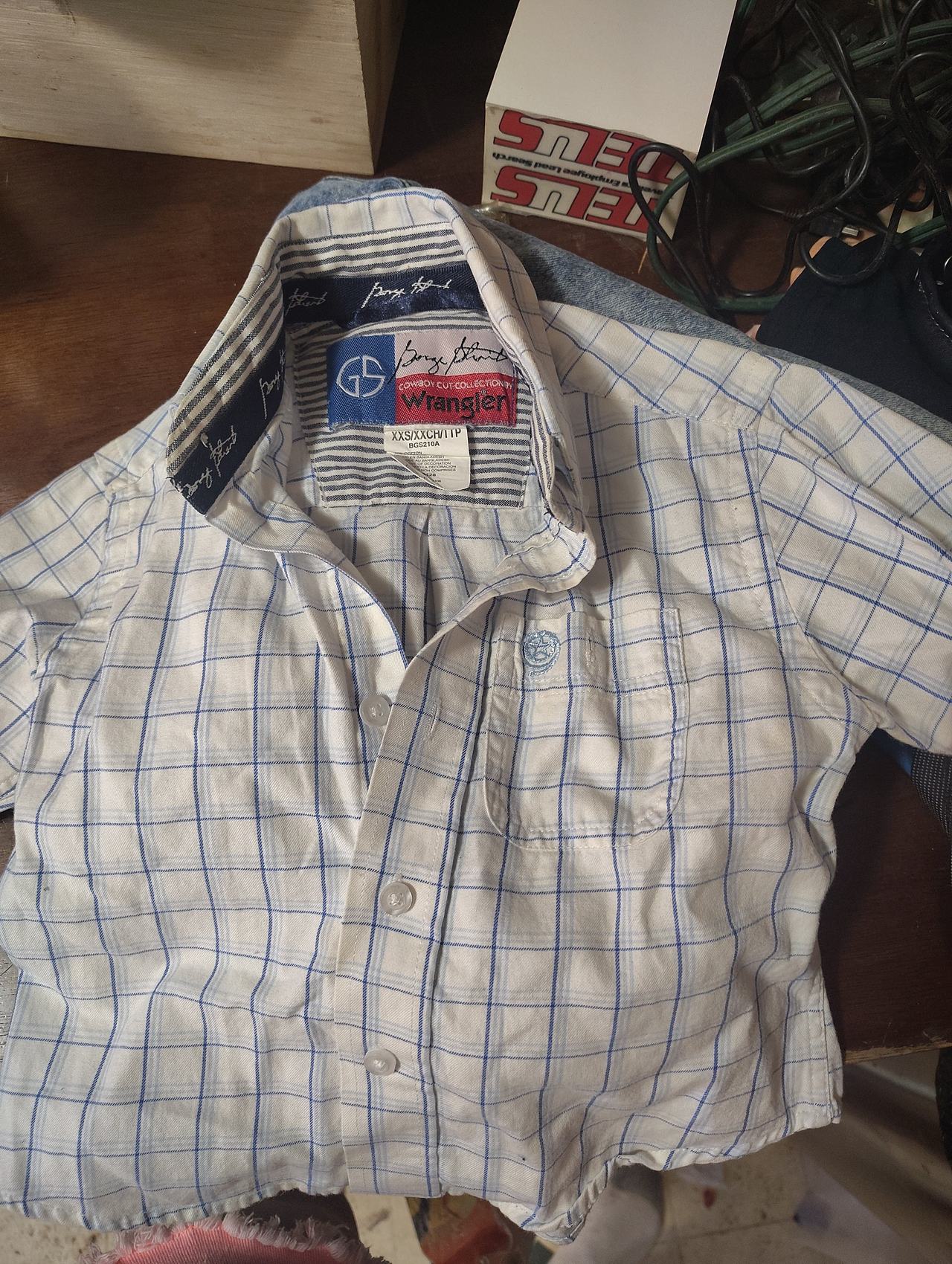 Wrangler George Strait Cowboy Cut Kids Plaid Shirt xxs