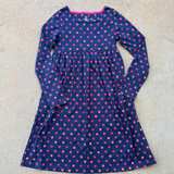 Lands’ End Girls Size L 6x/7 Long Sleeve Polka Dot Dress Navy Pink Orange  - Image 1