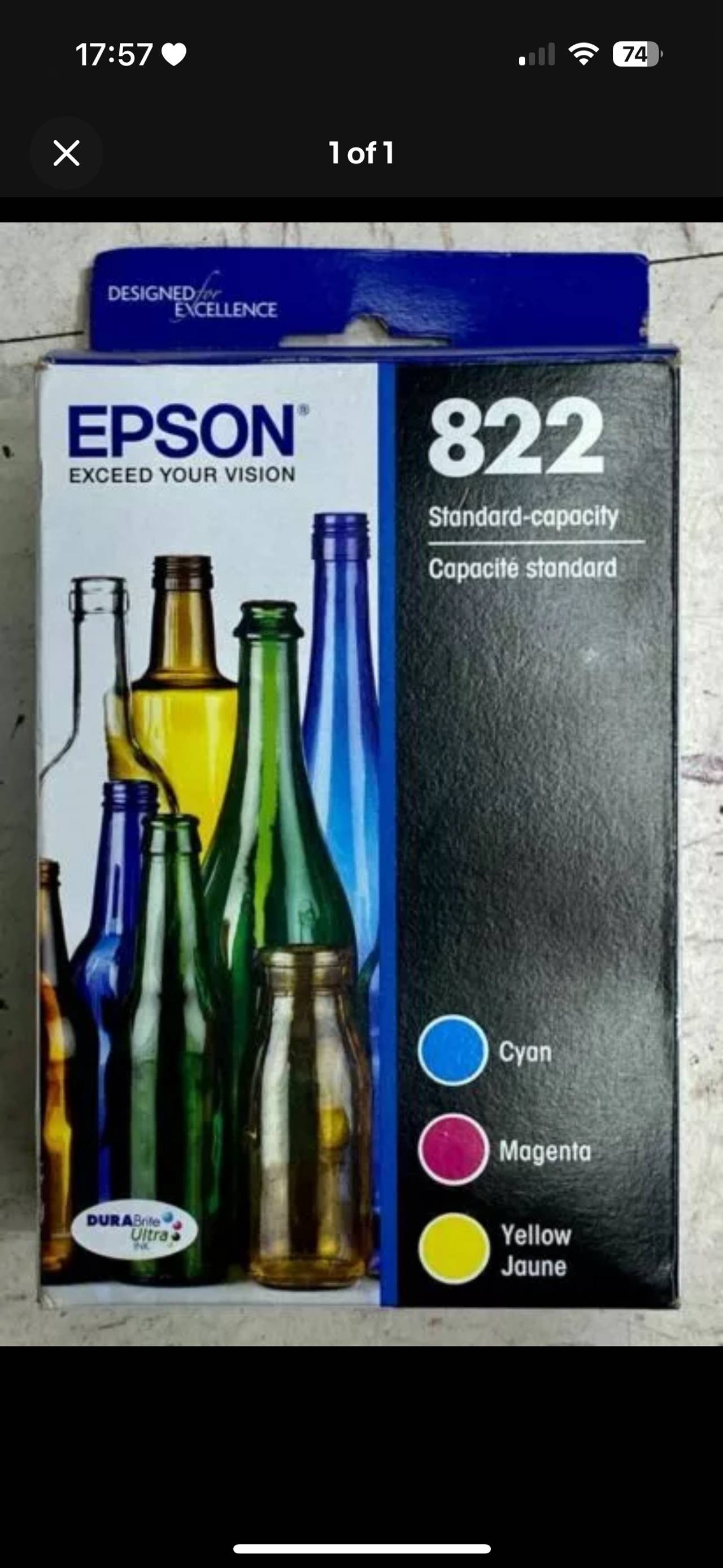 Epson 822 Standard-Capacity Ink Cartridge
