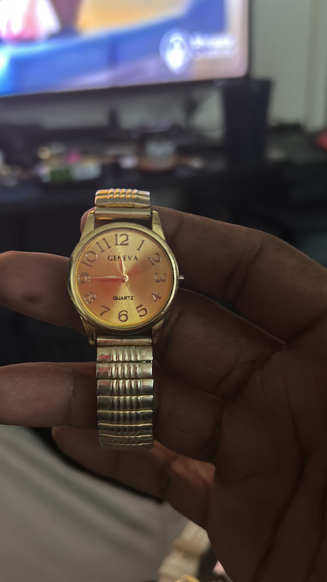 Geneva Gold Tone Quartz Watch with Stretch Band