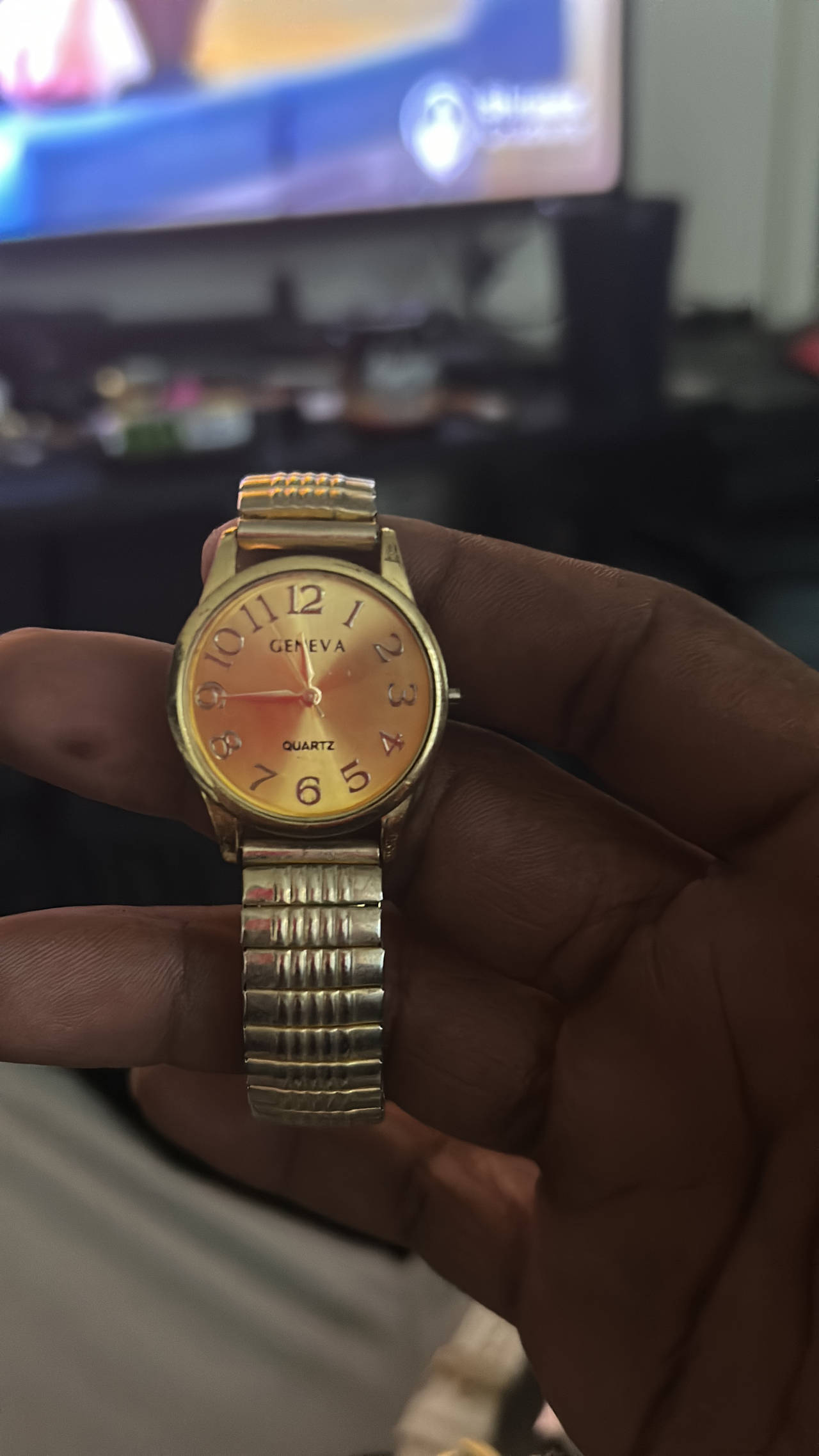 Geneva Gold Tone Quartz Watch with Stretch Band