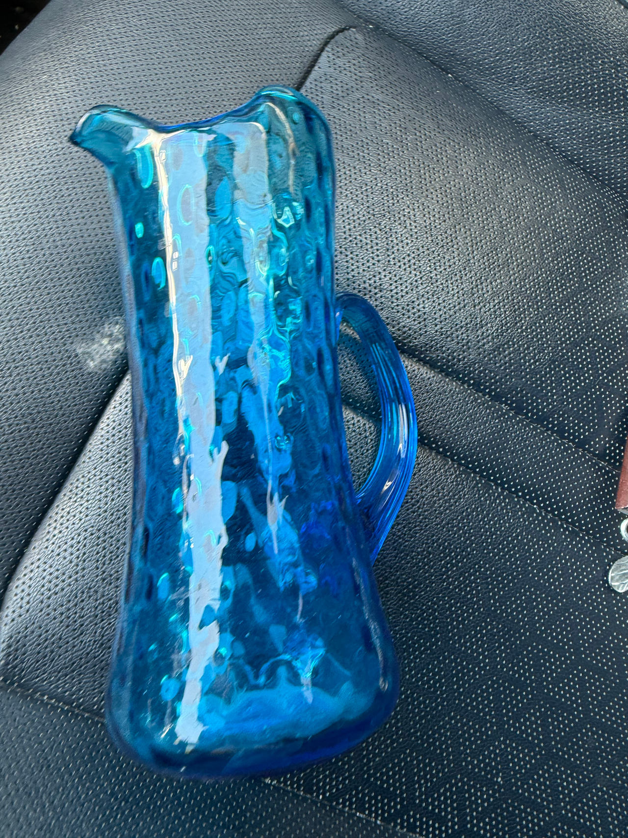 Blue Art Glass Pitcher