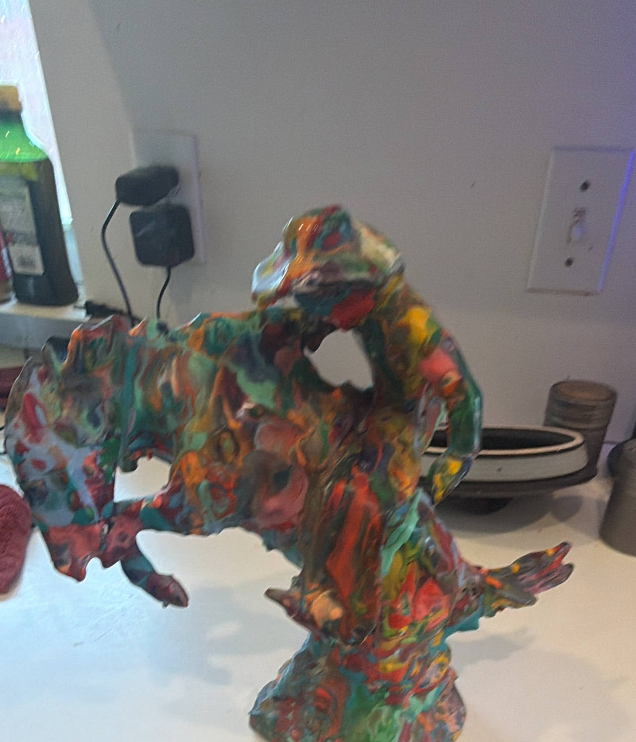 Melted Crayon Cowboy Bronco Buster Sculpture