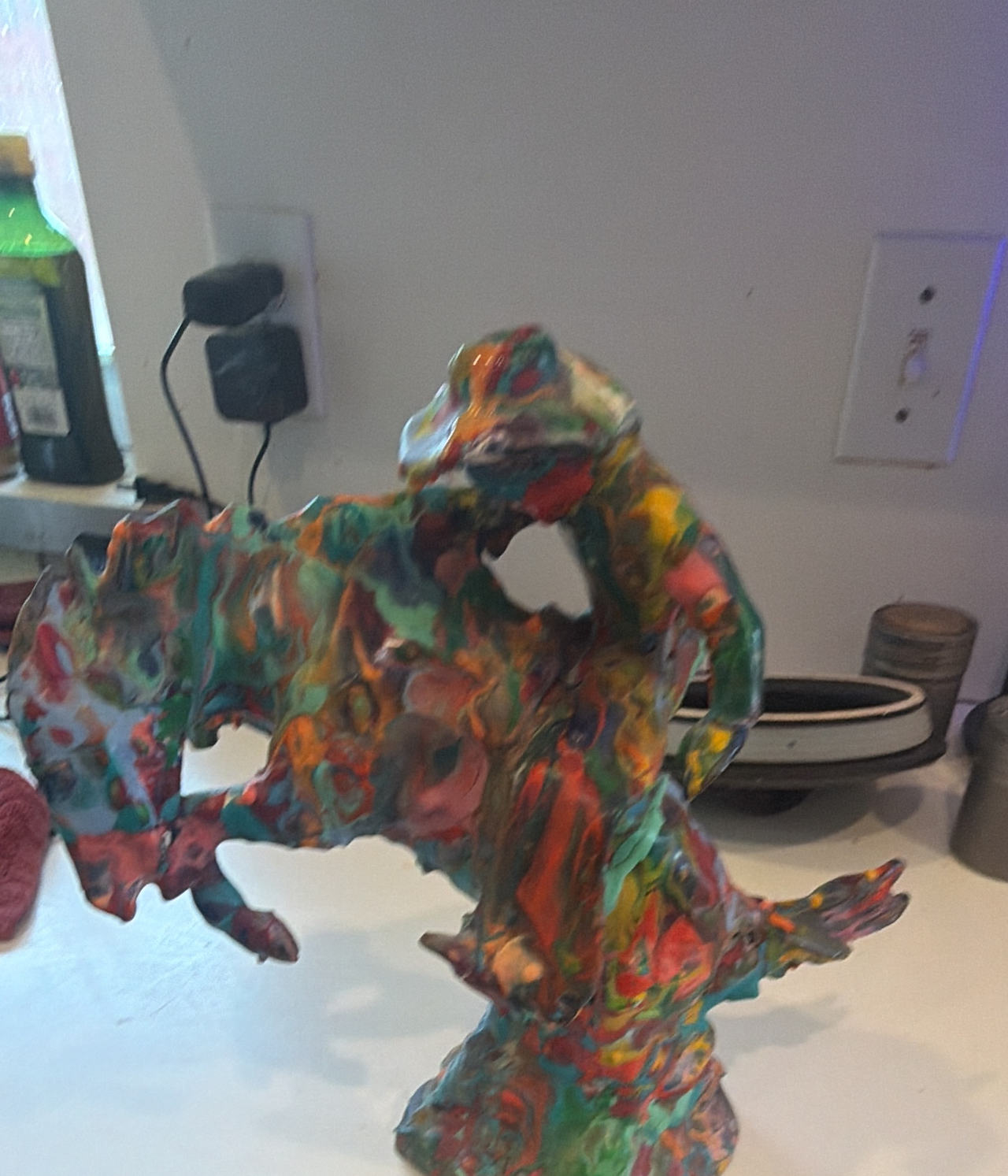 Melted Crayon Cowboy Bronco Buster Sculpture