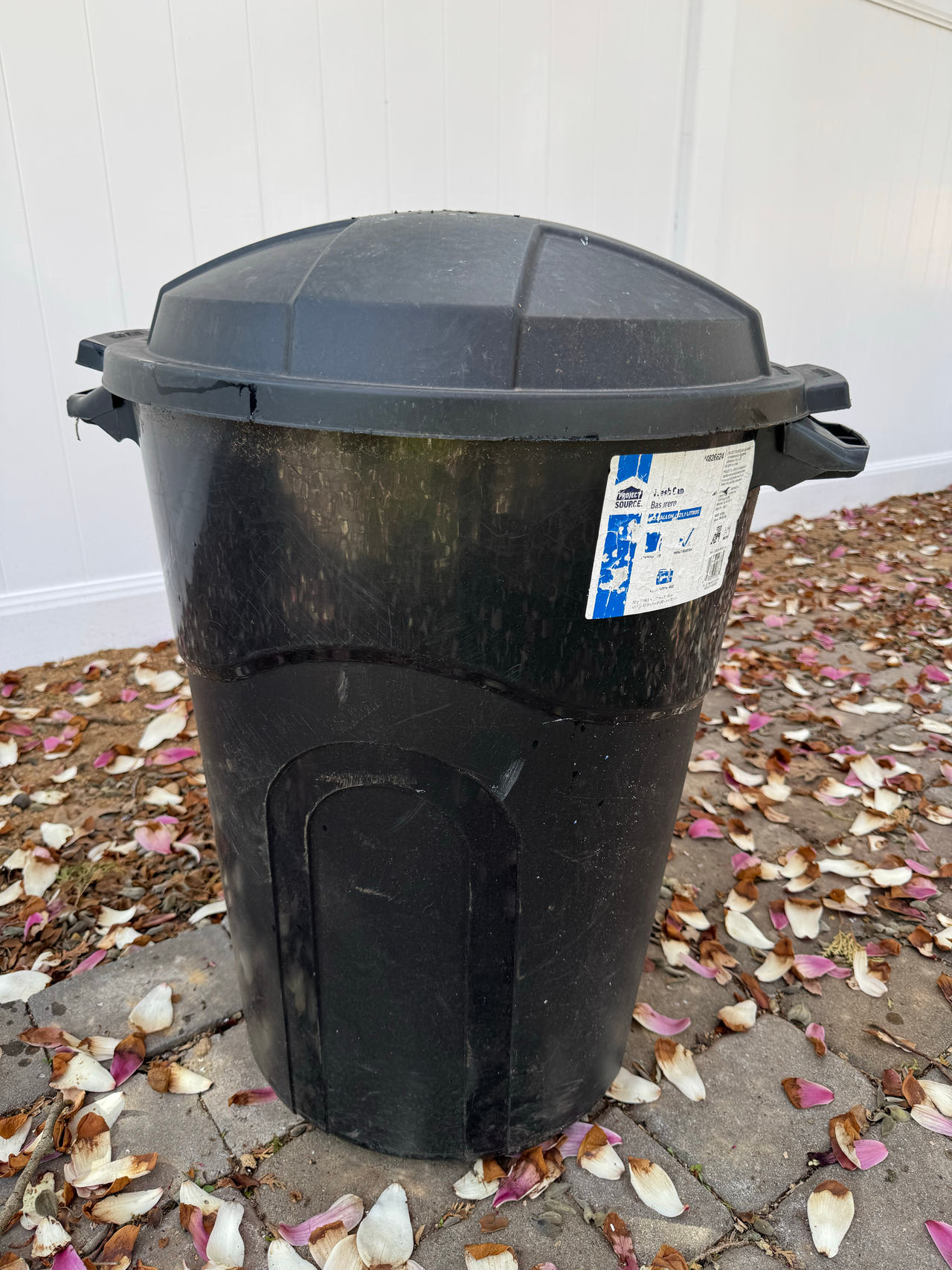 Project Source 32-Gallon Black Plastic Trash Can w. Lid