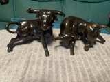 Vintage Black Ceramic Fighting and Charging Bull - Image 1