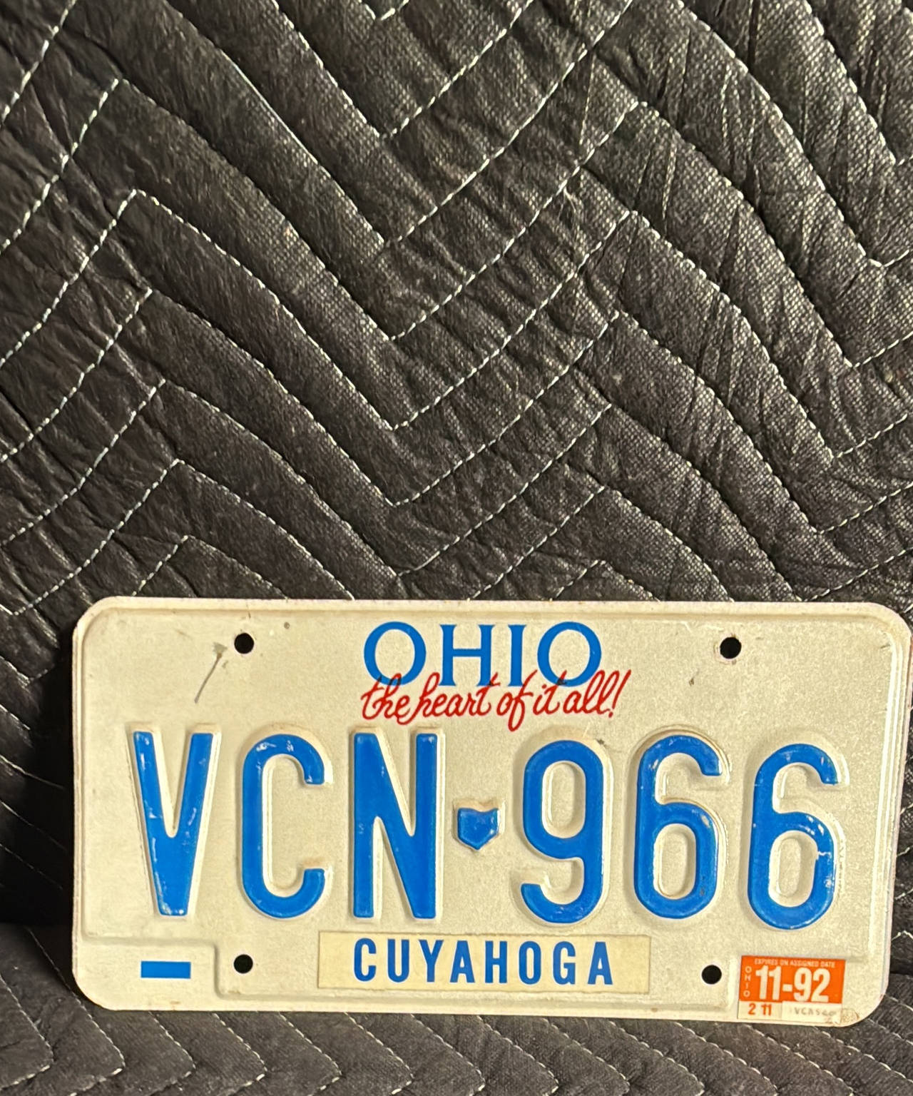 Vintage 1992 Ohio License Plate Cuyahoga County