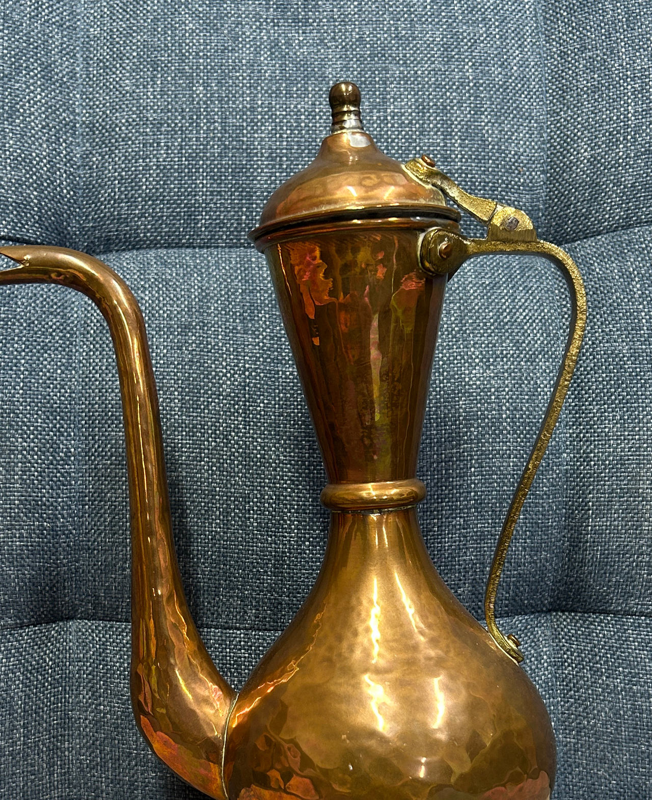 Vintage Hammered Copper Dallah Pitcher