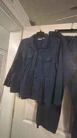 Liz Claiborne Navy Blue Linen Blend Shirt and Pant Set - Image 2