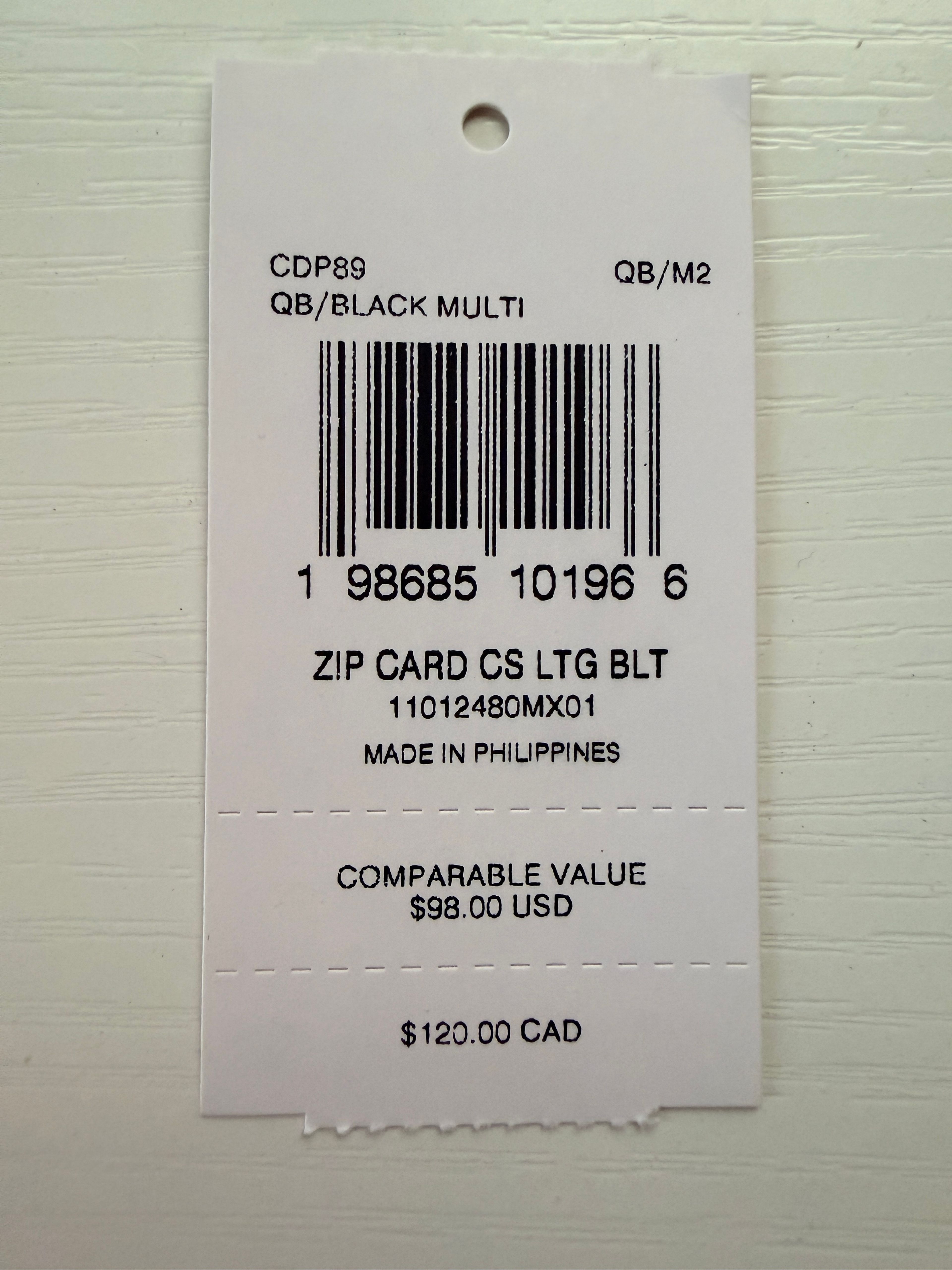 Coach Black Leather Zip Card Case with Lightning Bolt Print - Image 2