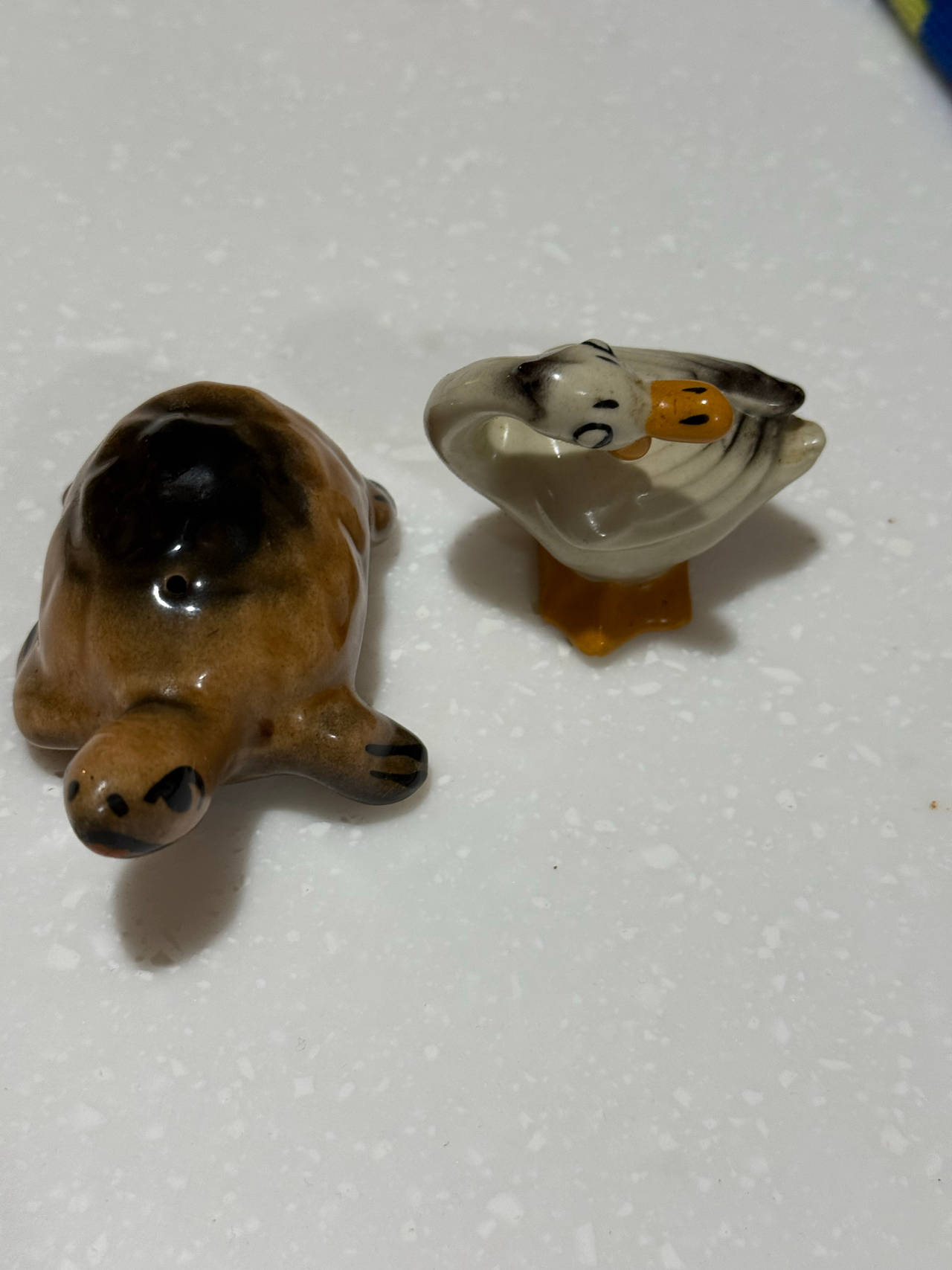 Vintage Ceramic Animal Figurines (Turtle and Goose) salt pepper shakers