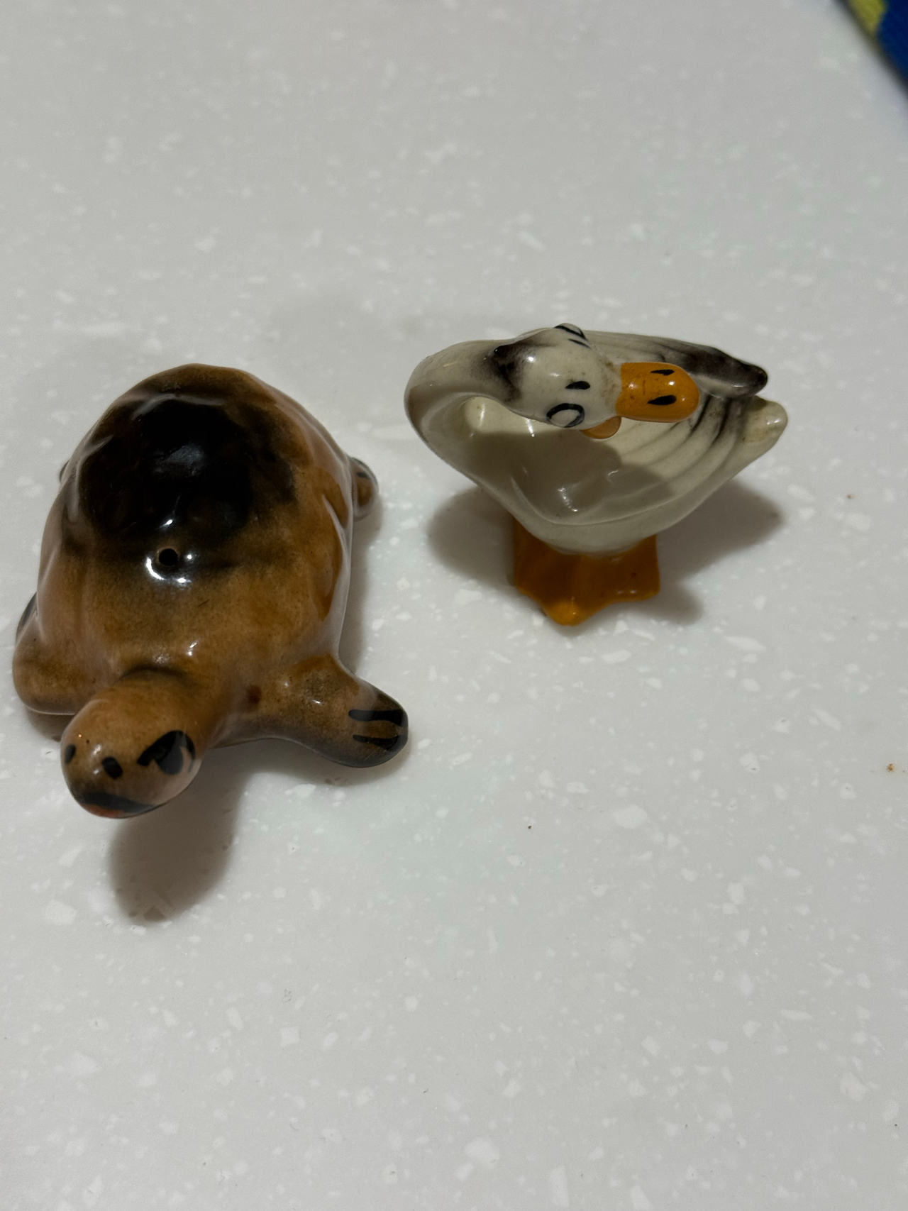 Vintage Ceramic Animal Figurines (Turtle and Goose) salt pepper shakers
