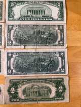 Lot of Vintage $1, $2, and $5 Red and Blue Seal Notes - Image 7