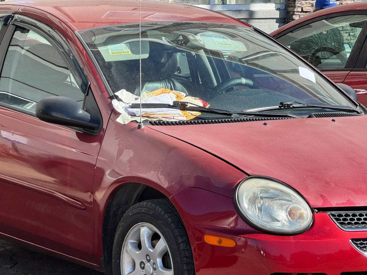 Dodge Neon Red, dirty. 