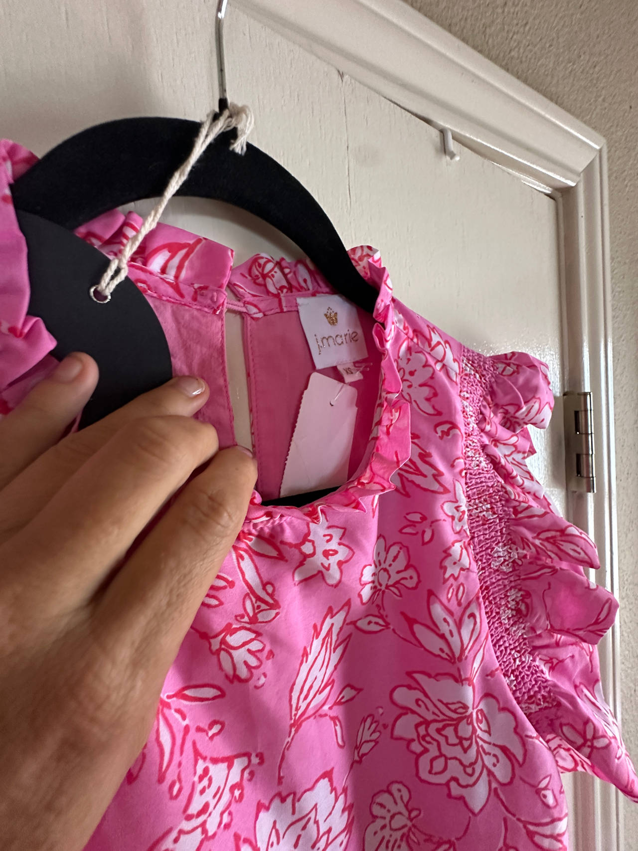 J. Marie Pink Floral Ruffle Dress