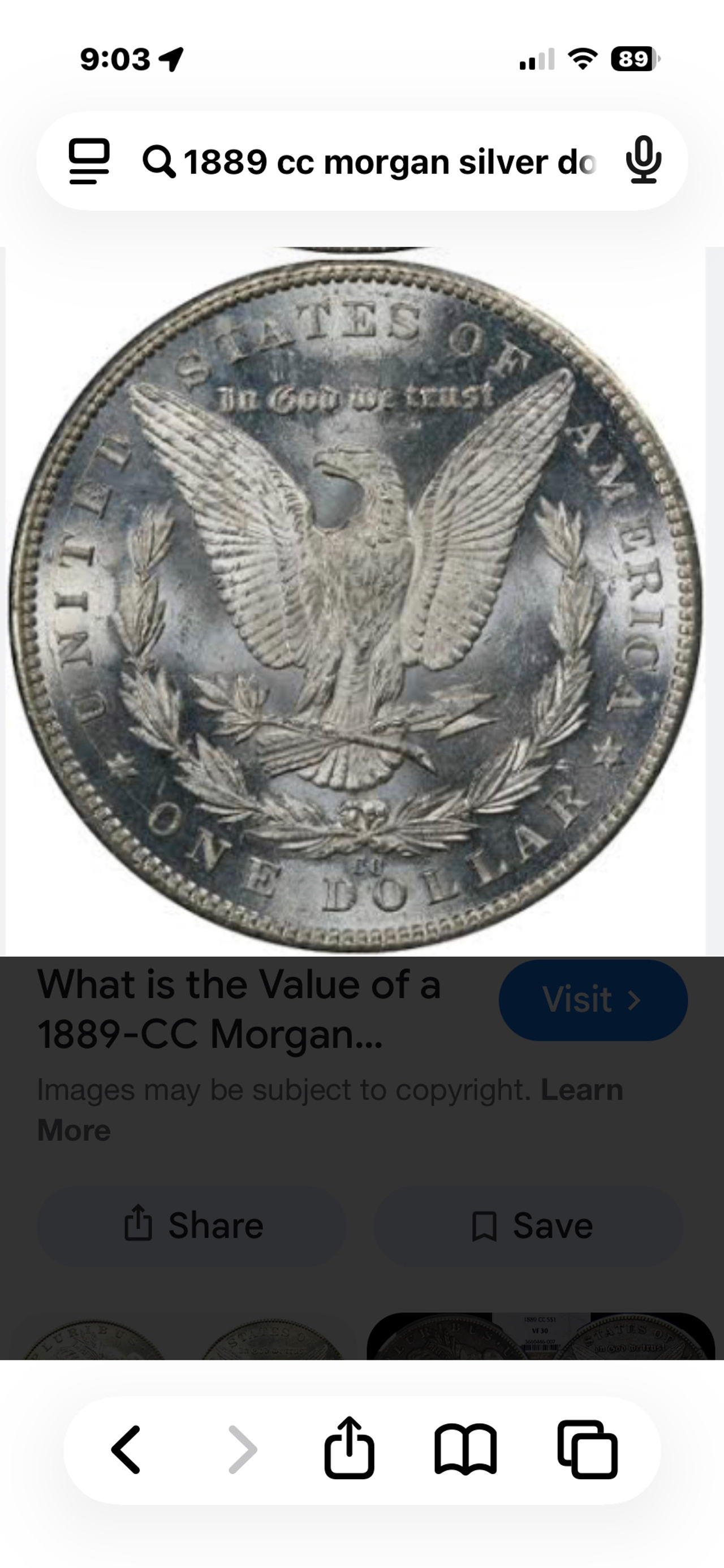 1889-CC Morgan Silver Dollar