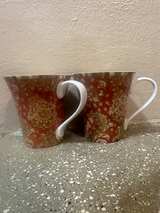 222 Fifth Maharana Red Paisley Mug Set of 2 Fine China 10oz Coffee Tea Cups - Image 2