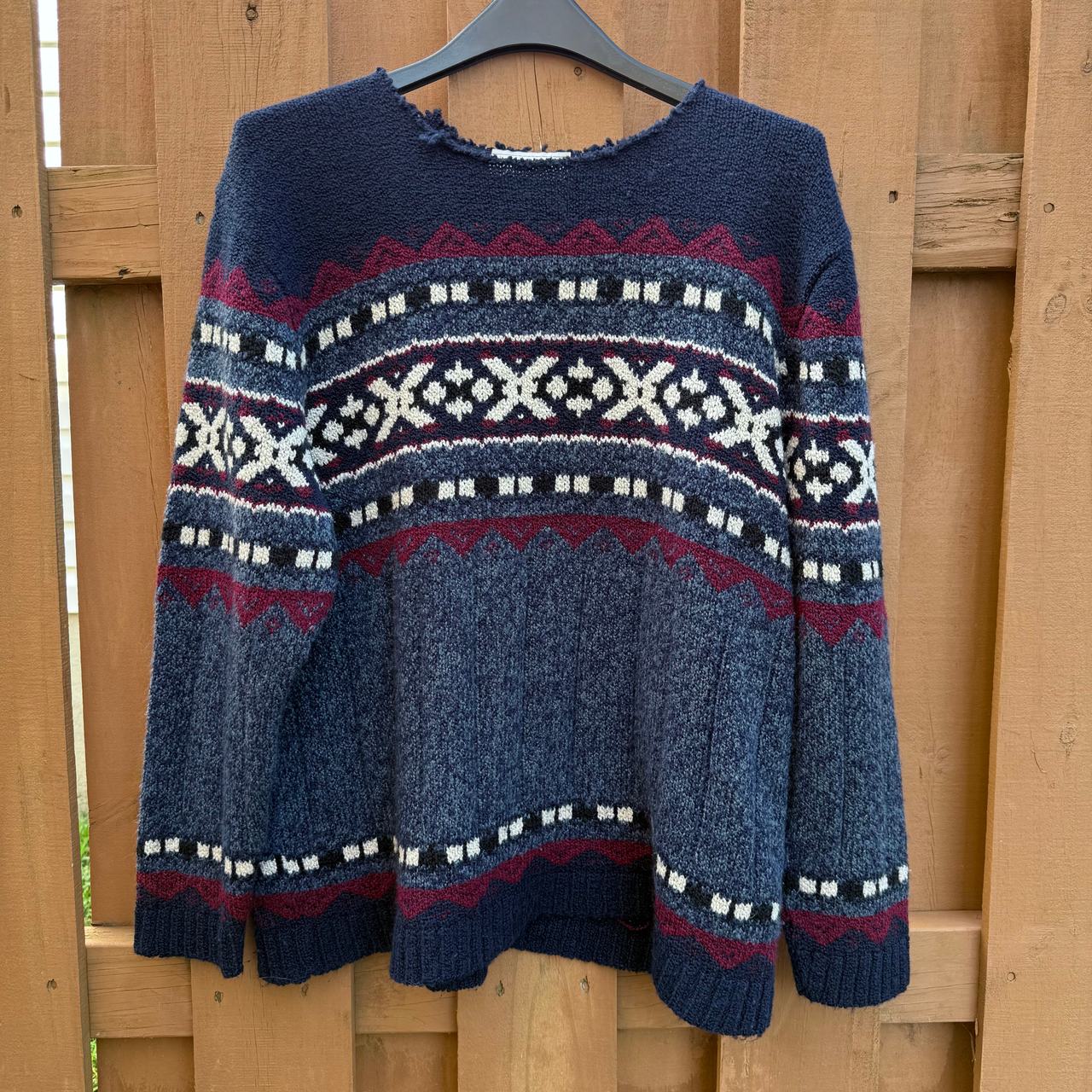 Sweater Project Women’s Size 2X Vintage Fair Isle Distressed Collar 