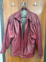 Men's Burgundy Faux Leather Jacket - Image 3