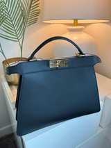 Fendi Peekaboo Leather Handbag Navy - Image 3