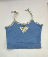 Blue Floral Trim Halter Crop Top - Image 1