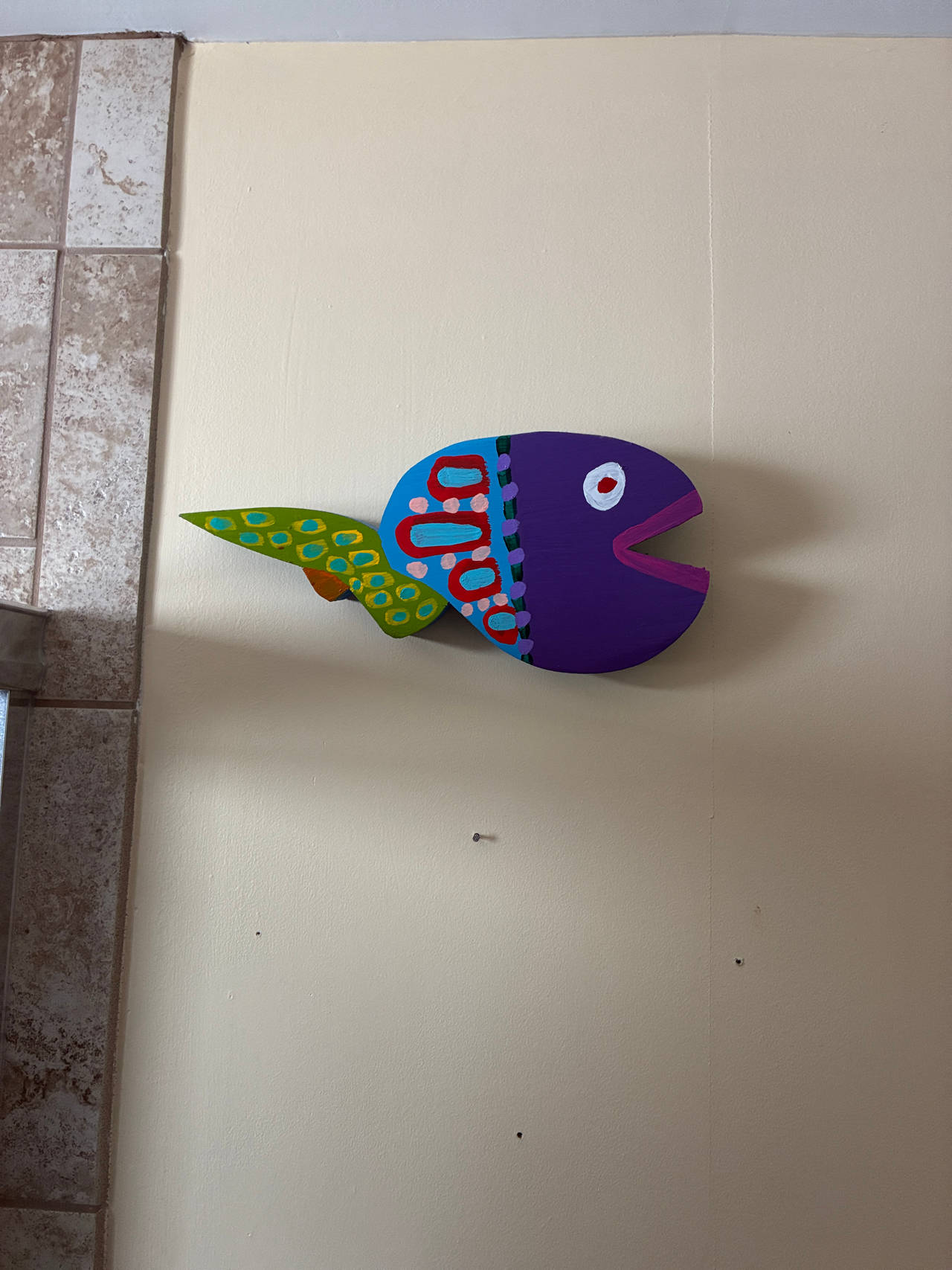 Hand Painted Wooden Fish Wall Art