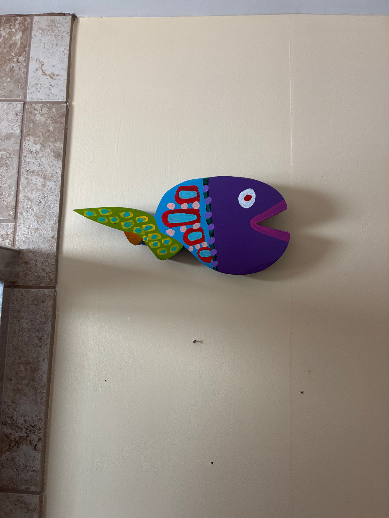 Hand Painted Wooden Fish Wall Art