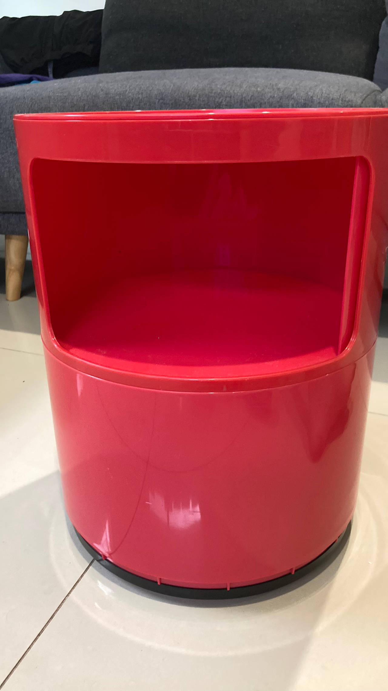 Red rolling side shelf